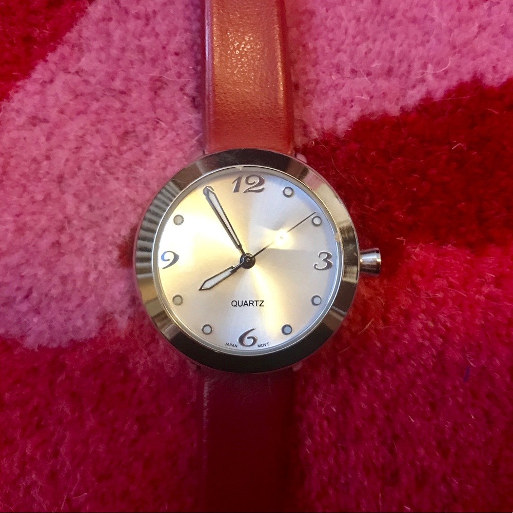 New Red Watch Band with Silver Face